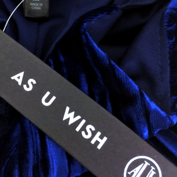 NWT As U Wish Accordion Pleated Velvet Dress S - Picture 7 of 7